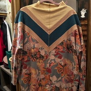 Free people Floral Chevron Knit Top in Teal and Dusty Rose